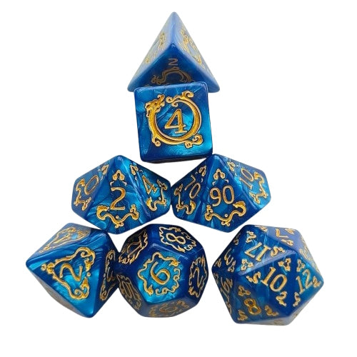 Set de 7 Dés - Glyphe Cobalt
