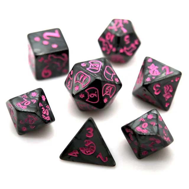 Set de 7 Dés - Félin Fuschia