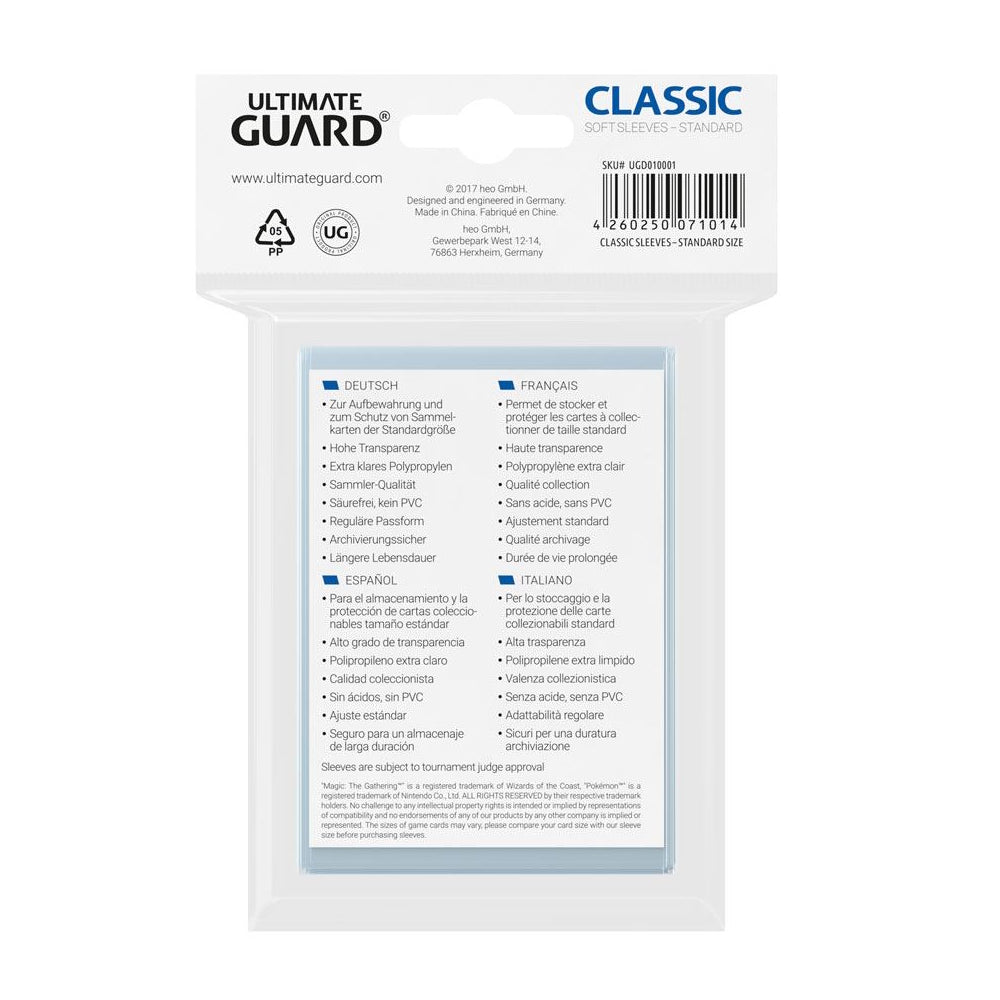 100 Classic Soft Sleeves (Penny Sleeves) - Ultimate Guard